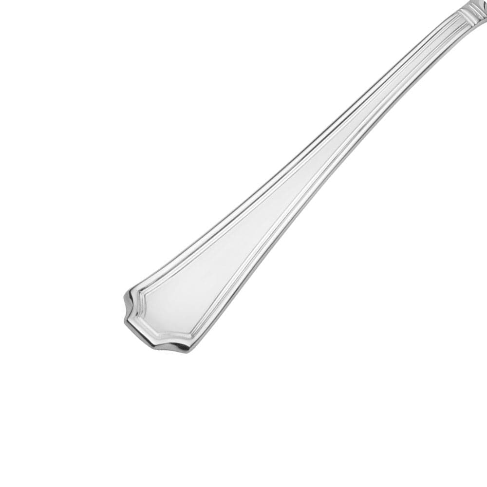 Close-up of Carleigh flatware knife handles with a slim tapered design