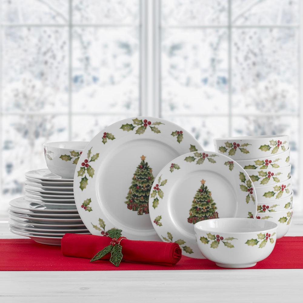 Christmas Day 24 Piece Dinnerware Set, Service for