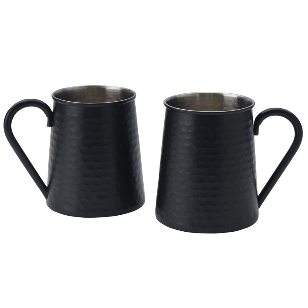 Drew & Jonathan Home Hammered Bar Mugs Set, 2 Piece - Black