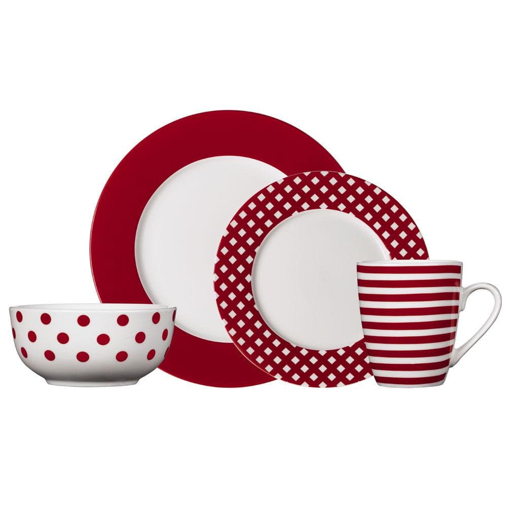 Red and white crockery set online