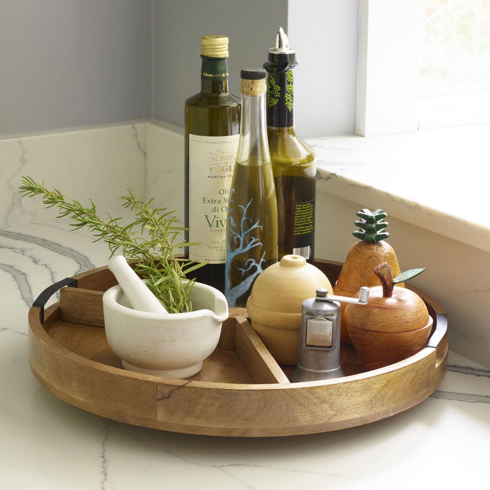 Lazy Susan Mango Wood Serve Tray with Removable Dividers, 18 Inch –  Pfaltzgraff
