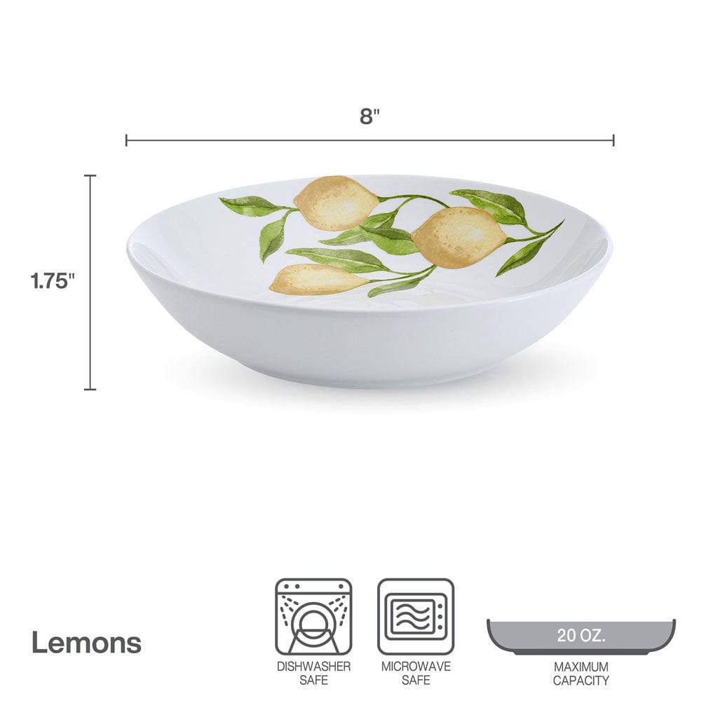 Lemons Bone China Pasta Bowls - Set of 4