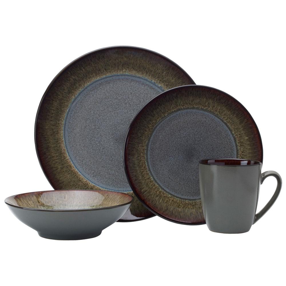 Monroe Gray 16 Piece Dinnerware Set, Service for 4