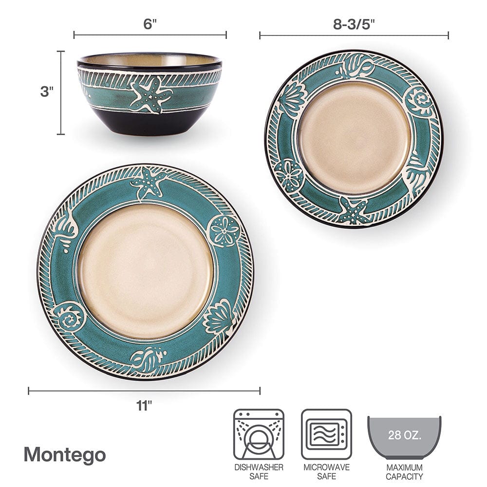 Montego 12 Piece Dinnerware Set, Service for 4