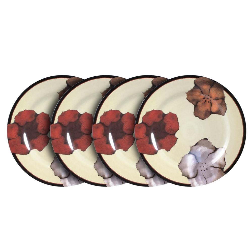 Painted Poppies Set Of 4 Outdoor Melamine Dinner Plates Pfaltzgraff