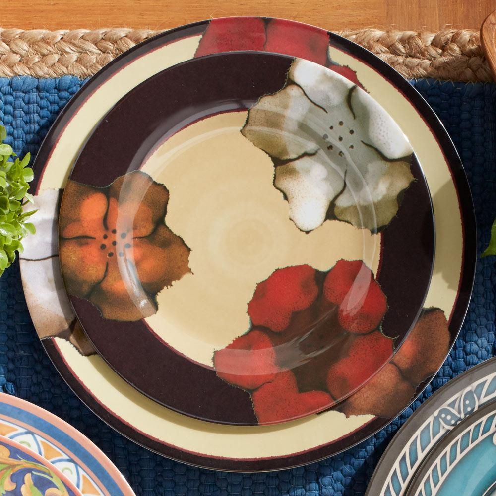 Painted Poppies Set Of 4 Outdoor Melamine Dinner Plates Pfaltzgraff