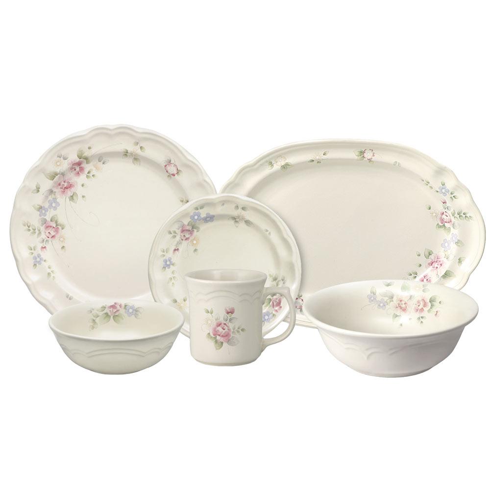 Tea Rose 32 Piece Dinnerware Set Service for 8 with Serveware