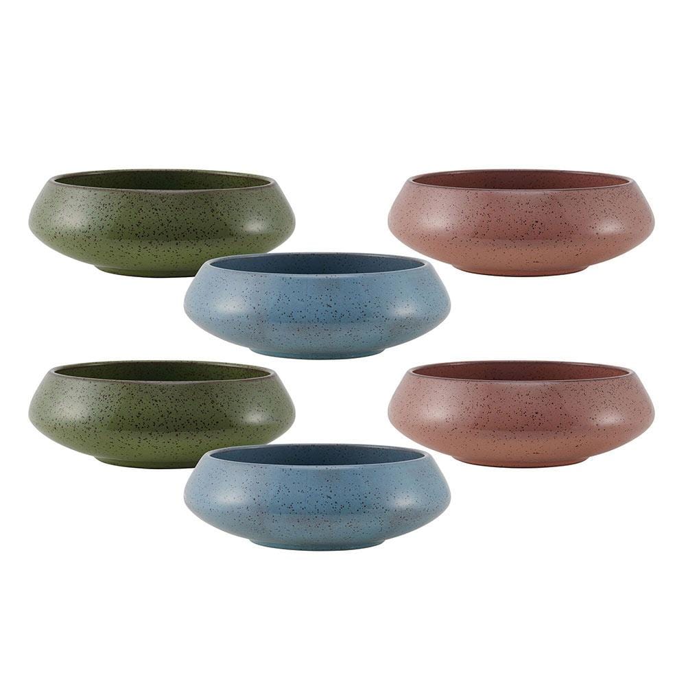 Modern Set of 6 Speckled Bowls, Assorted