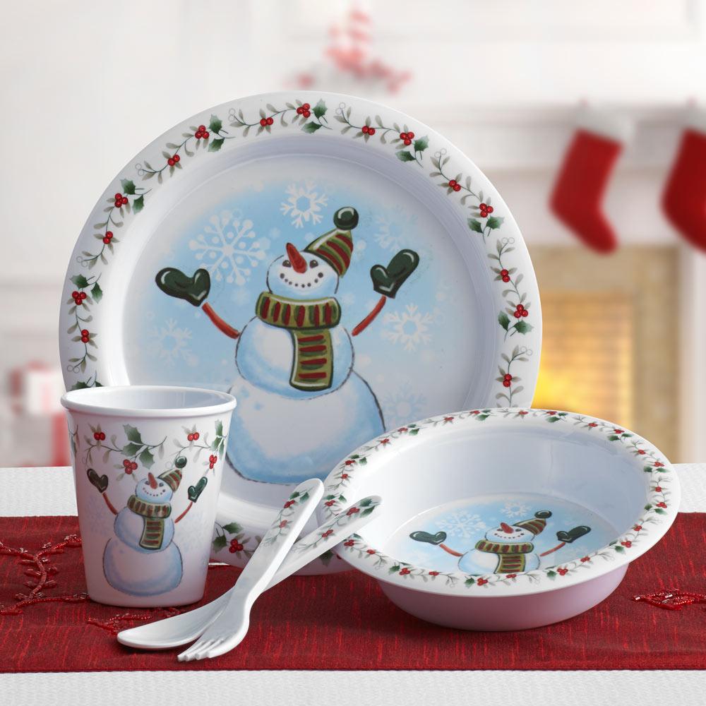 Snowman Mixed Appetizer Plates - Set of 4