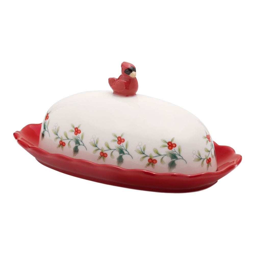 Winterberry® Cardinal Ruffled Butter Dish