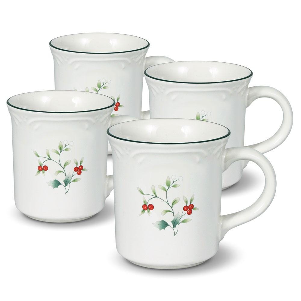 Set of FOUR Pottery Coffee Cups 5 Oz Ceramic Tea Cups Without