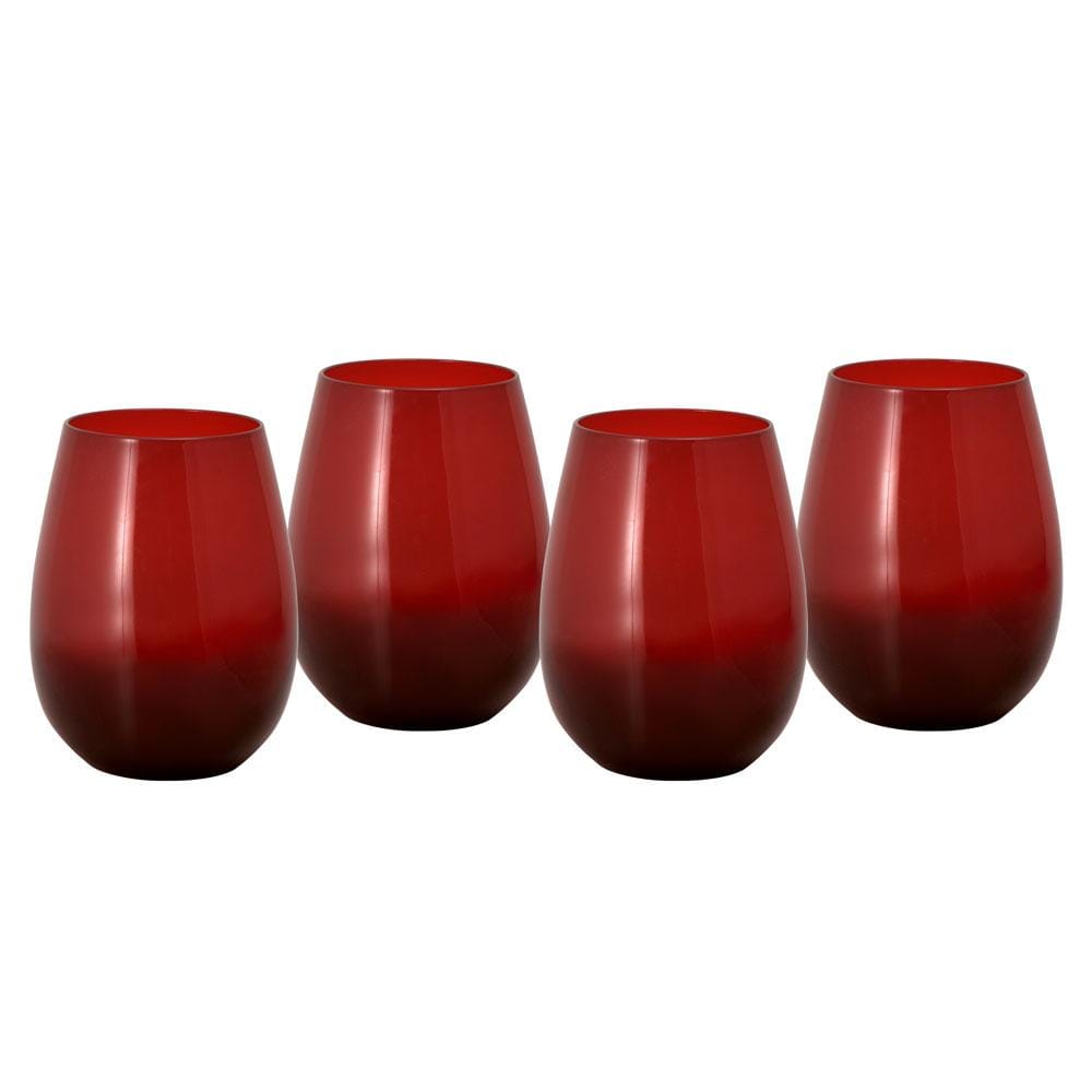 Winterberry® Set of 4 Red Stemless Wine Glasses