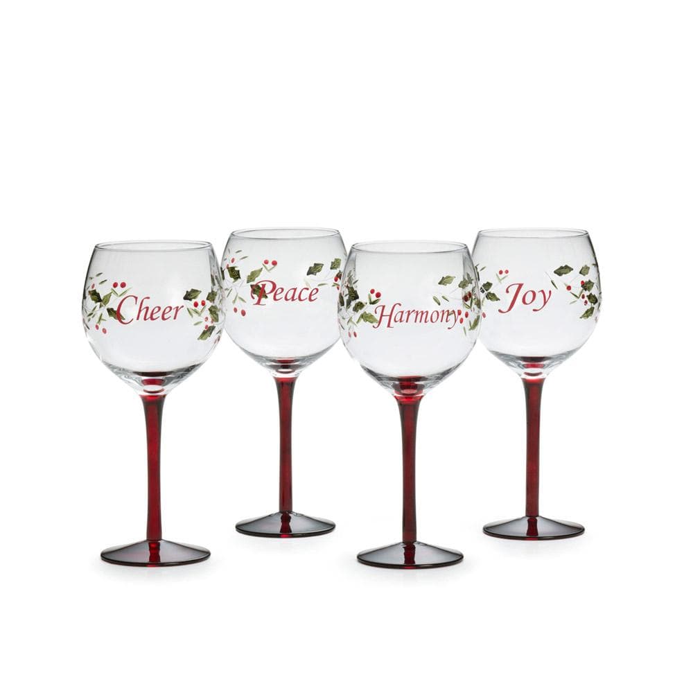 Winterberry® Set of 4 Sentiments Wine Goblets