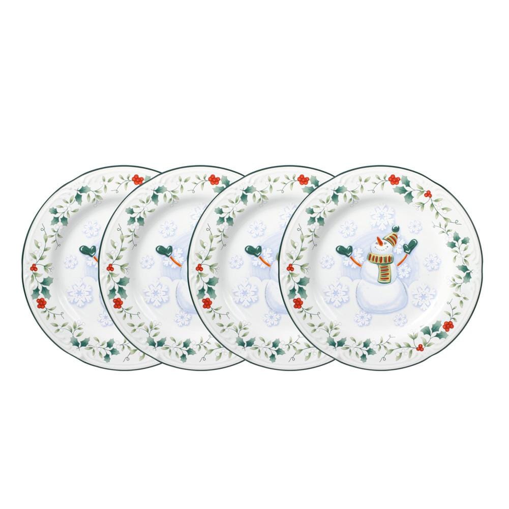 Snowman Mixed Appetizer Plates - Set of 4