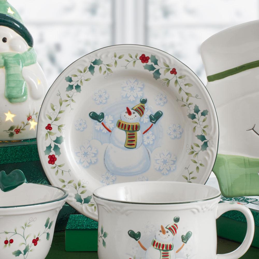 Snowman Mixed Appetizer Plates - Set of 4