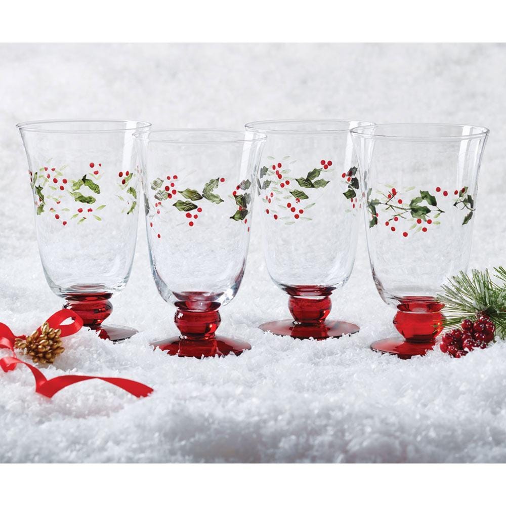 Set of 8 Hand Painted Wine/Water Glasses - Fruit Design