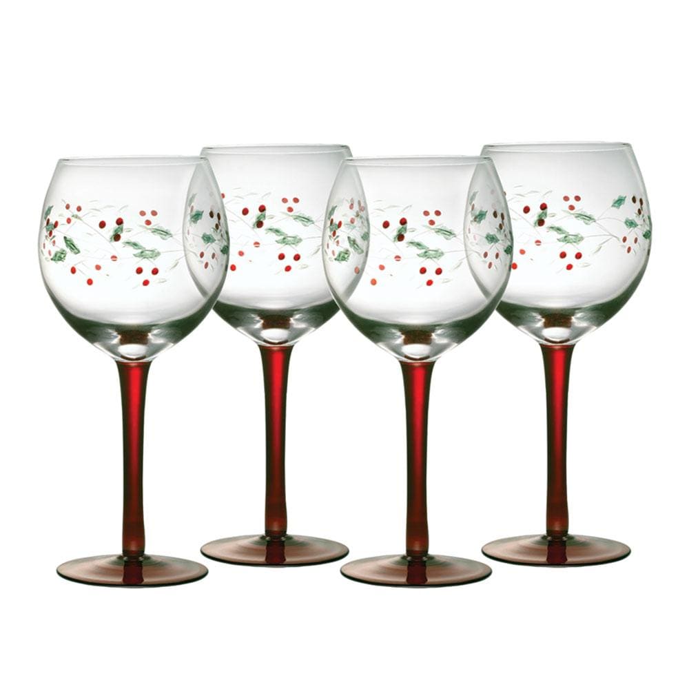 Winterberry® Hand-Painted Set of 4 Wine Goblets