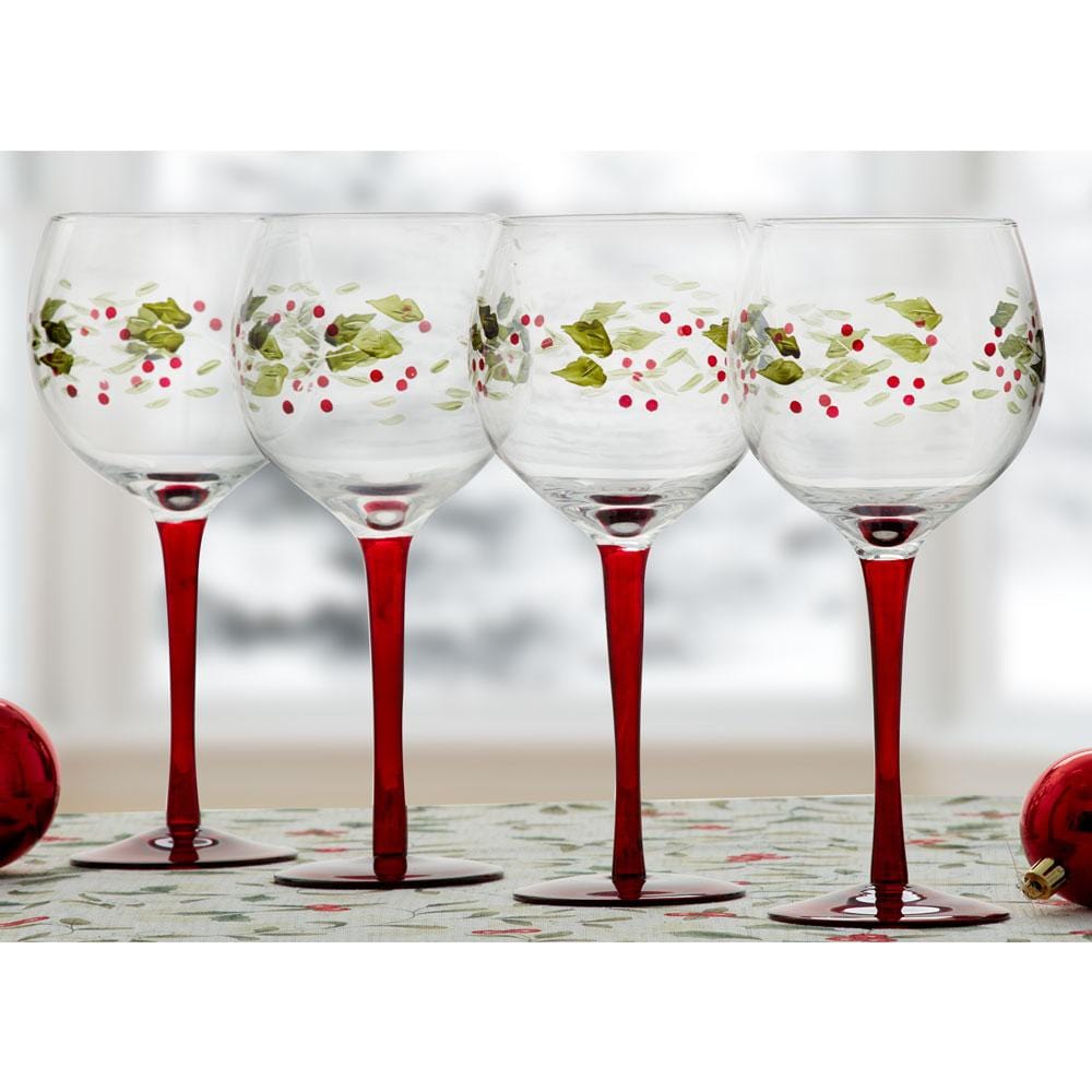 Winterberry® Hand-Painted Set of 4 Wine Goblets