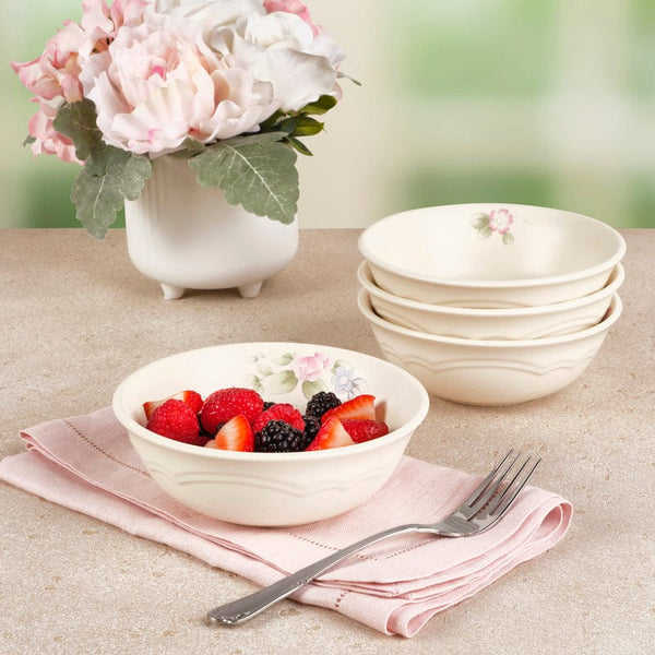 オーブンPfaltzgraff Tea Roseキャセロール24cm＆クリーマー Tea Rose Set of 4 Soup Cereal Bowls