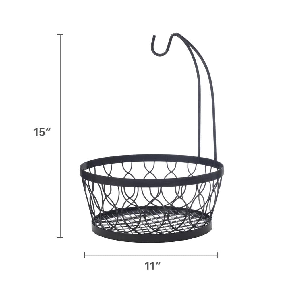 Rustic Farmstand Fruit Storage Basket with Banana Hook
