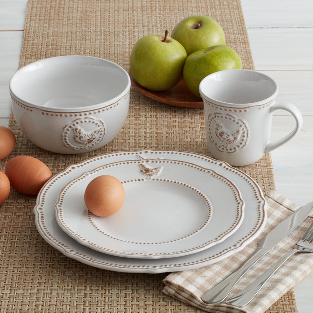 Farmhouse Hen Set of 4 Dinner Plates