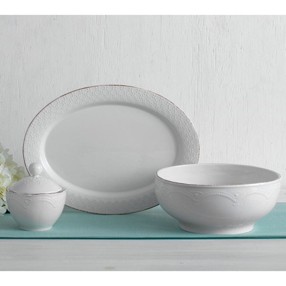 French Lace White Serve Bowl