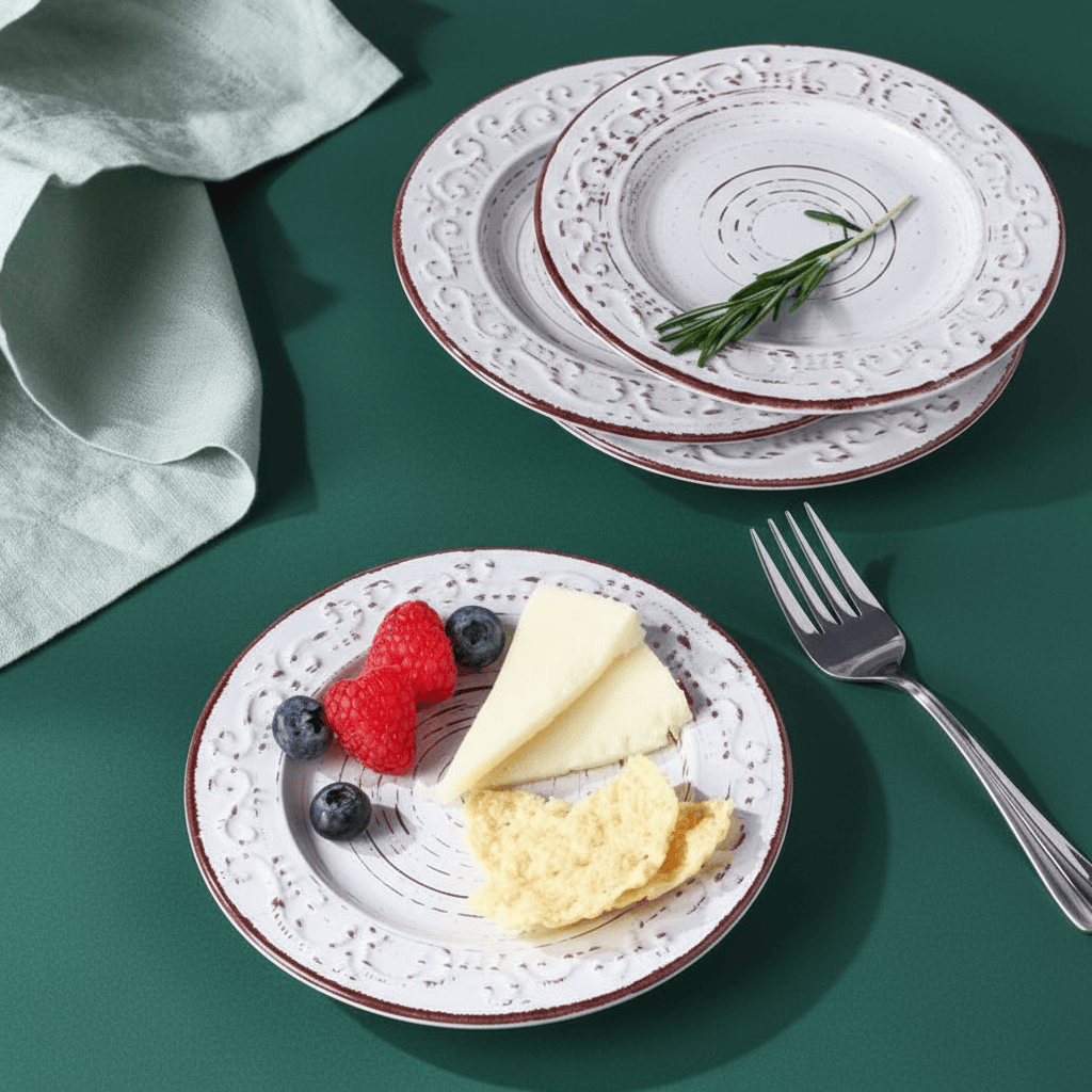 Trellis White Set of 4 Appetizer Plates