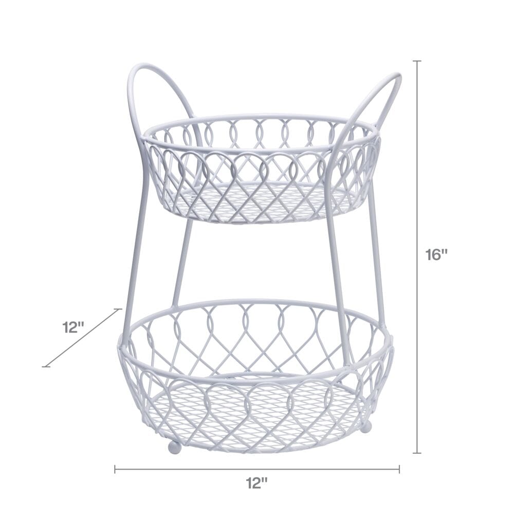 Loop And Lattice 2 Tier Round Basket With Handles – Pfaltzgraff