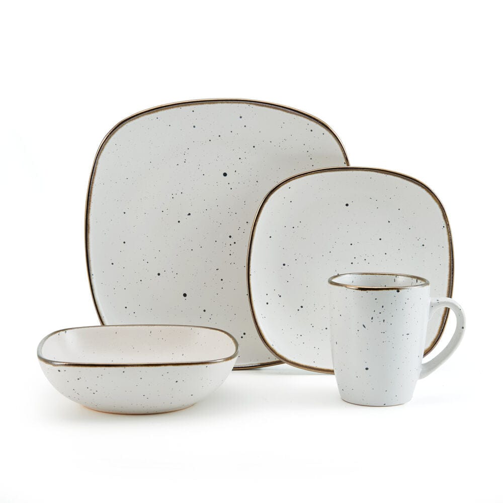 Decker White 16 Piece Dinnerware Set, Service for 4