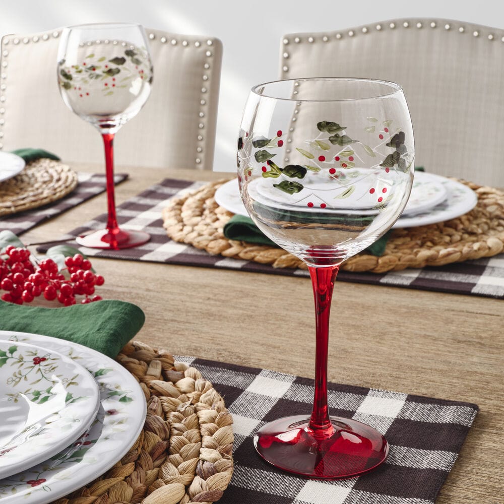 Winterberry® Hand-Painted Set of 4 Wine Goblets