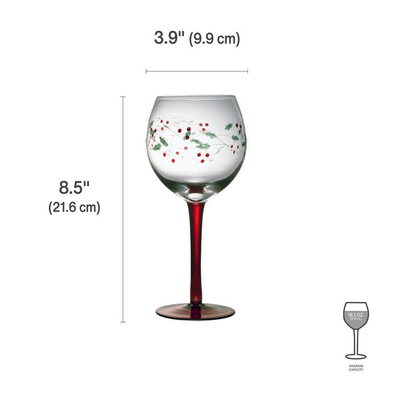 Winterberry® Hand-Painted Set of 4 Wine Goblets