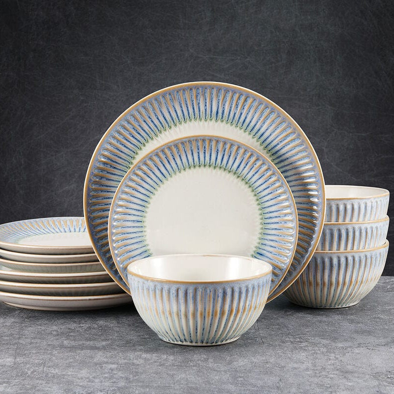 Hensley Blue 12 Piece Dinnerware Set, Service for 4