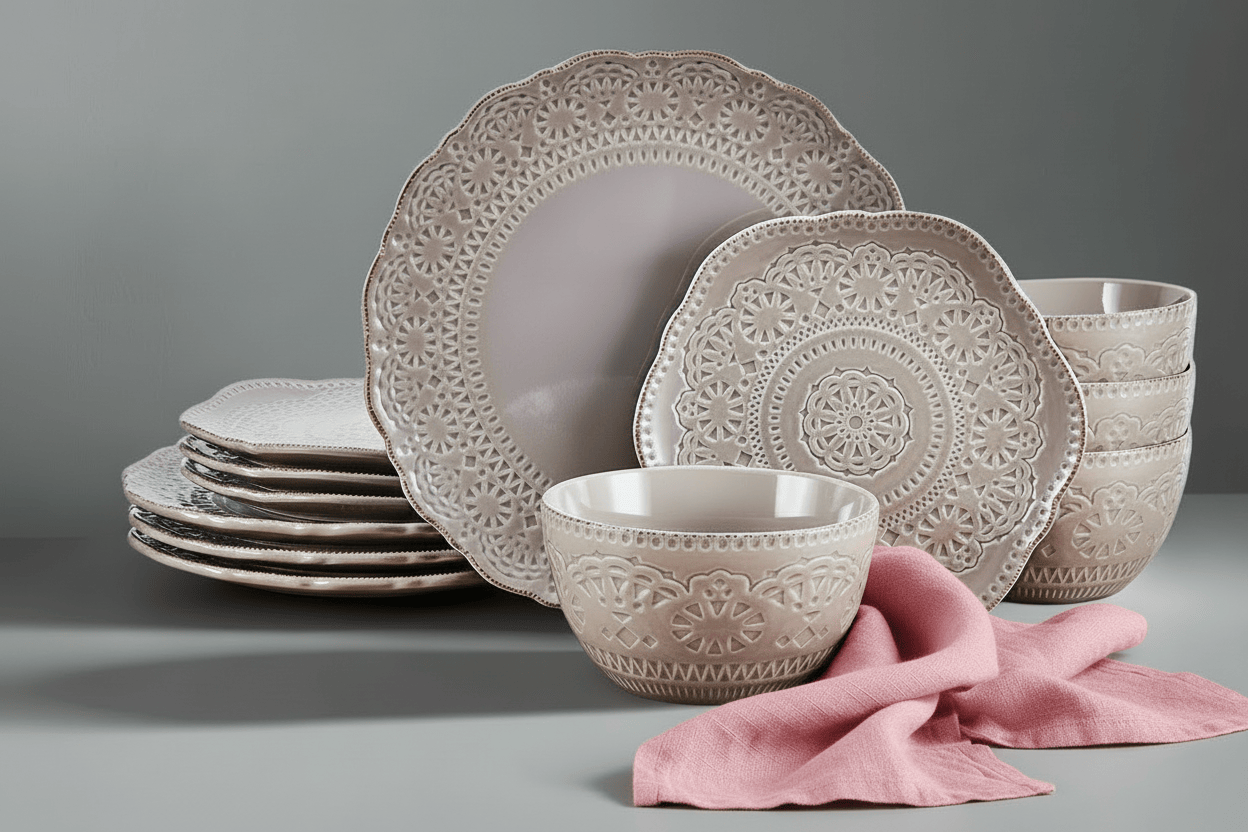 Chateau Smoke 12 Piece Dinnerware Set, Service for 4