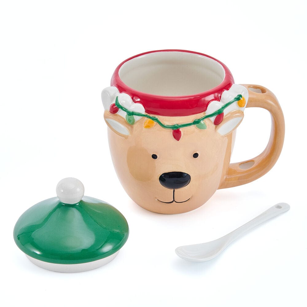Reindeer Mug with Spoon and Cover