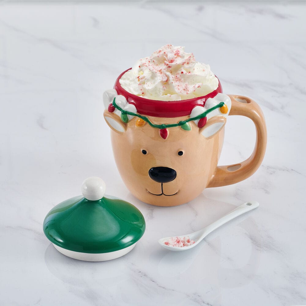 Reindeer Mug with Spoon and Cover