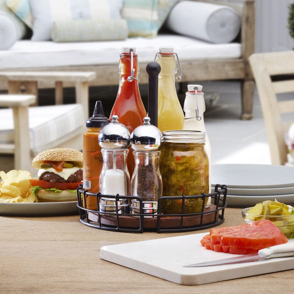 Tischbutler Gewürzhalter Philippi A TAVOLA Condiment Caddy – Tischbutler Für Gewürze & Saucen Tischkarussell Essen Oval