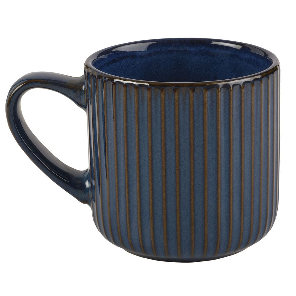 Blue Ribbed Mug