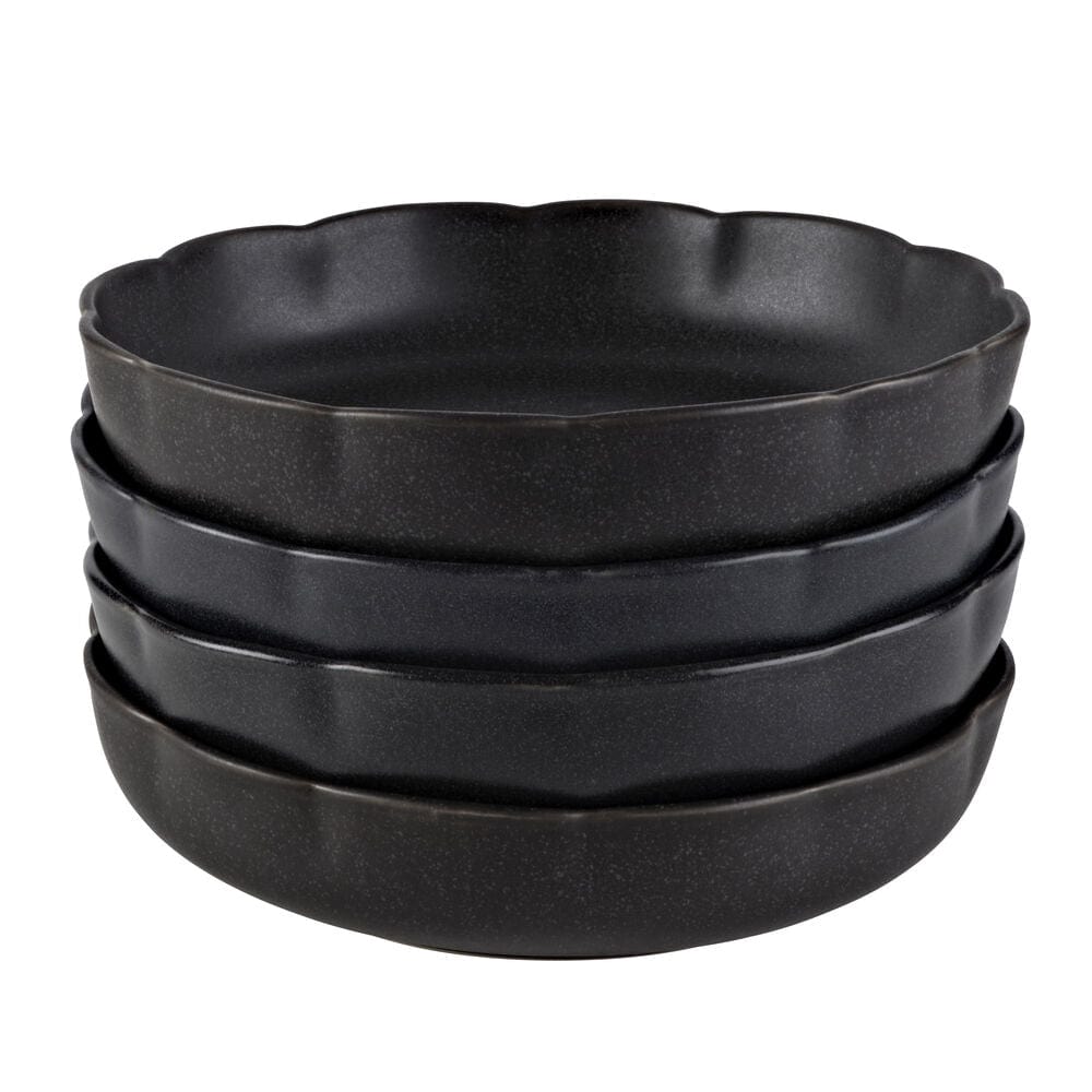 Black Scalloped Set of 4 Pasta Bowls