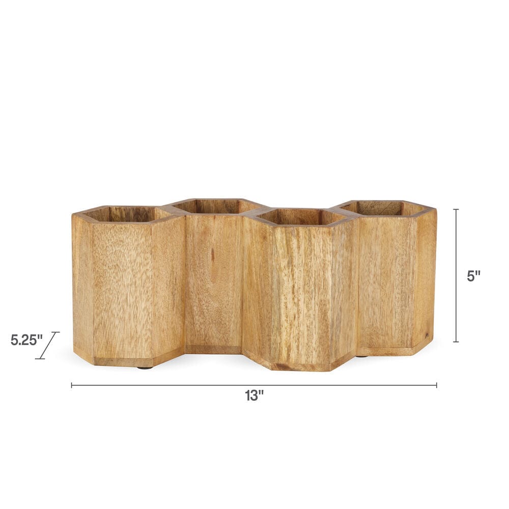Hex Wood Flatware Storage Caddy