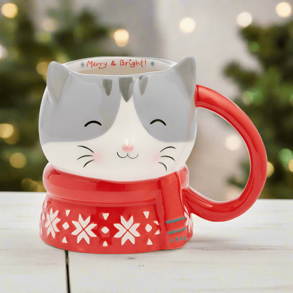 Holiday Cat Figural Mug