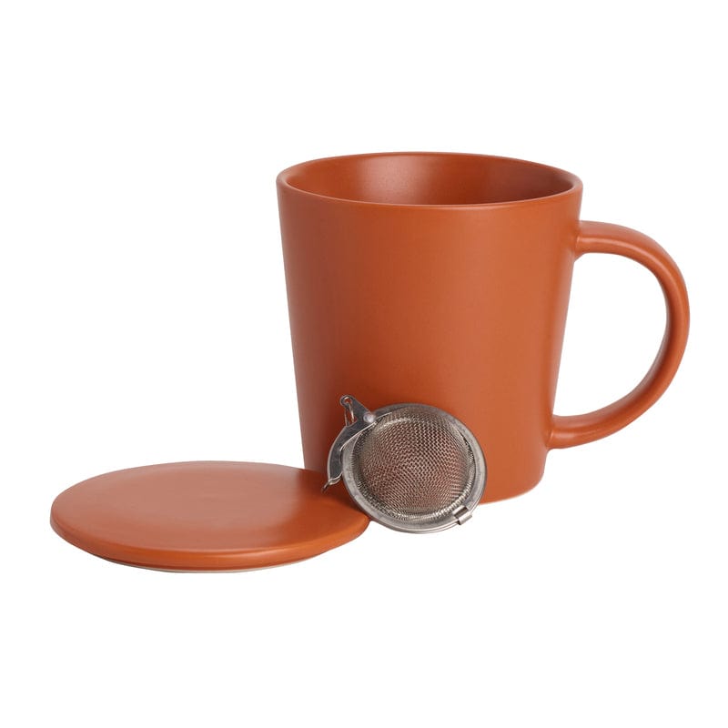 Orange Tea Mug with Infuser and Lid