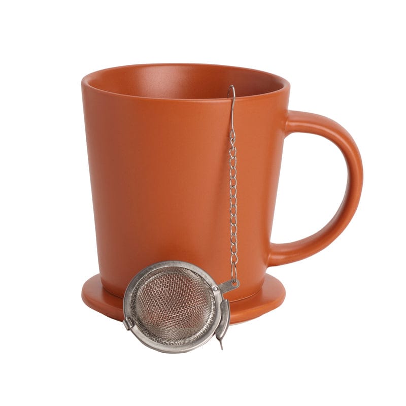 Orange Tea Mug with Infuser and Lid