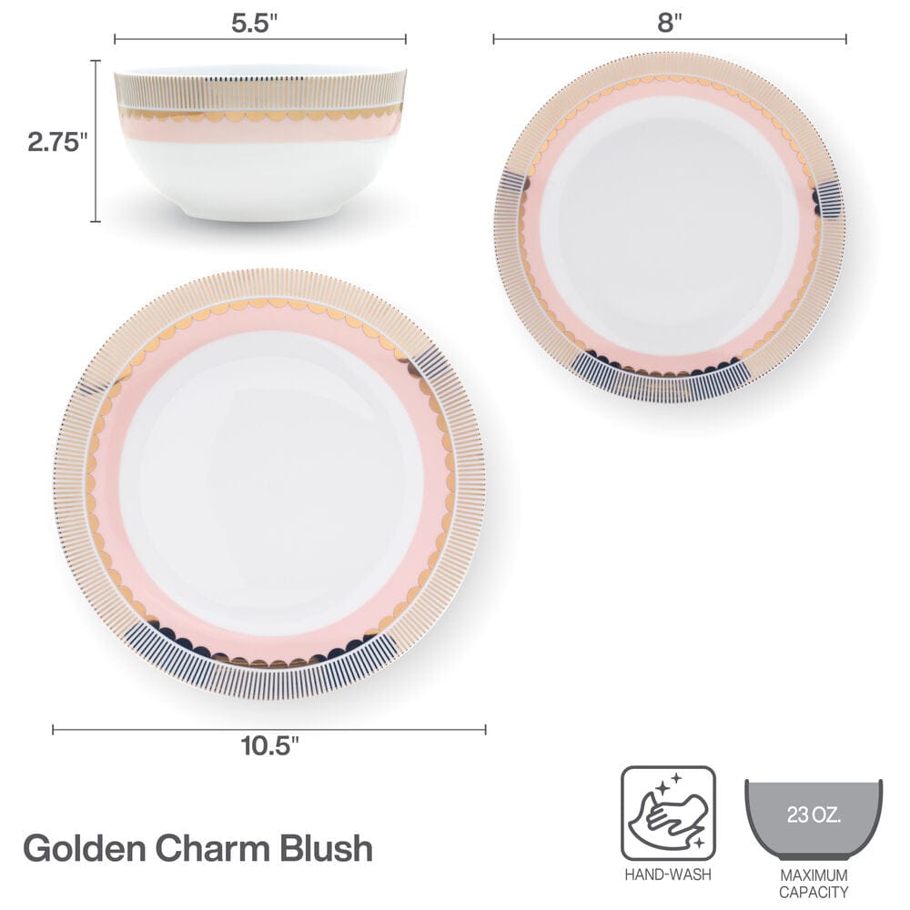 Darbie Angell Golden Charm Metallic 12 Piece Dinnerware Set, Service for 4