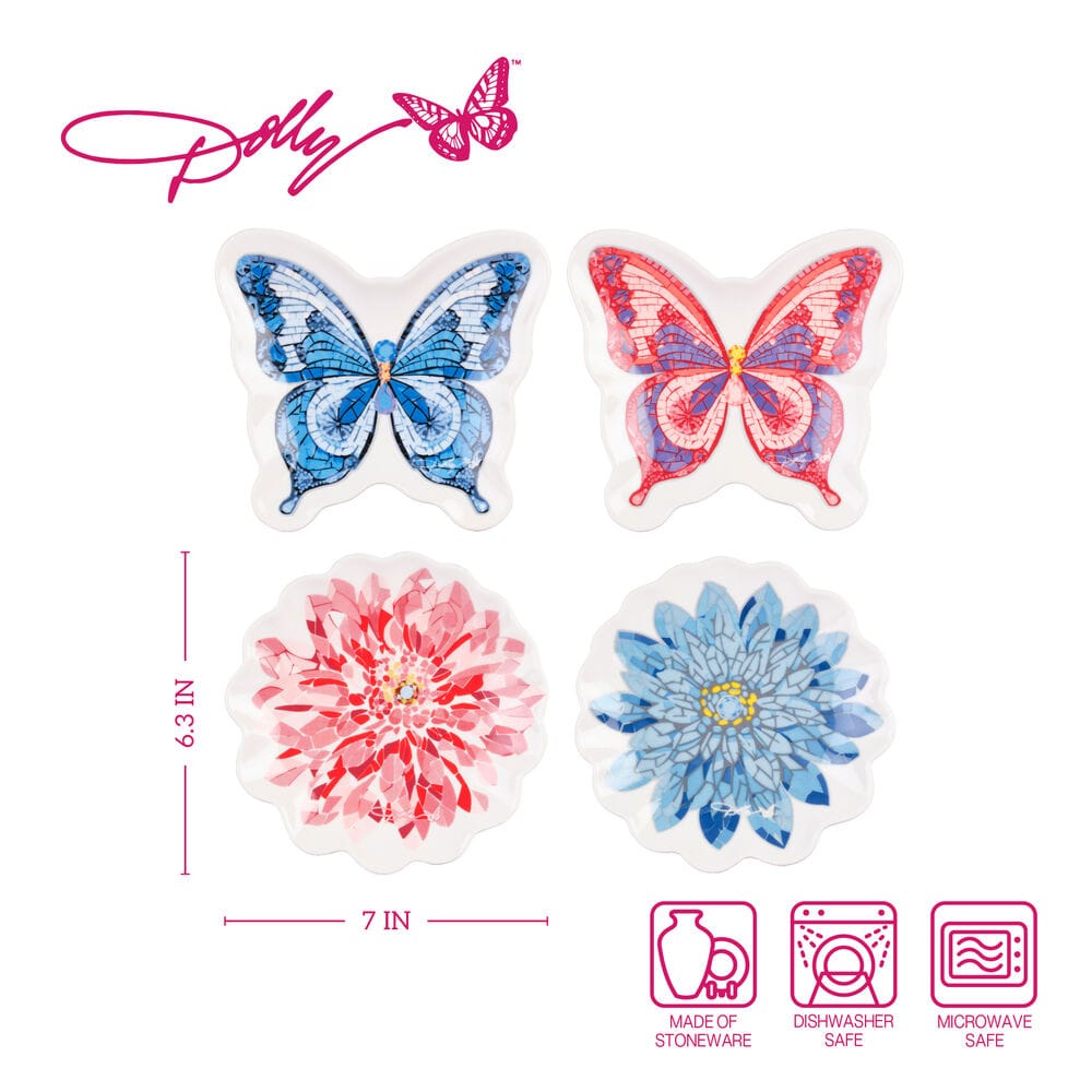 Dolly Parton Mosaic Set of 4 Figural Appetizer Dessert Plates