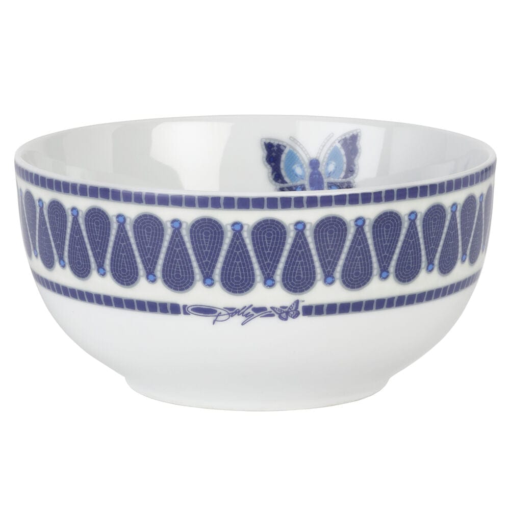 Dolly Parton Mosaic Blue Butterfly 12 Piece Dinnerware Set Service for 4