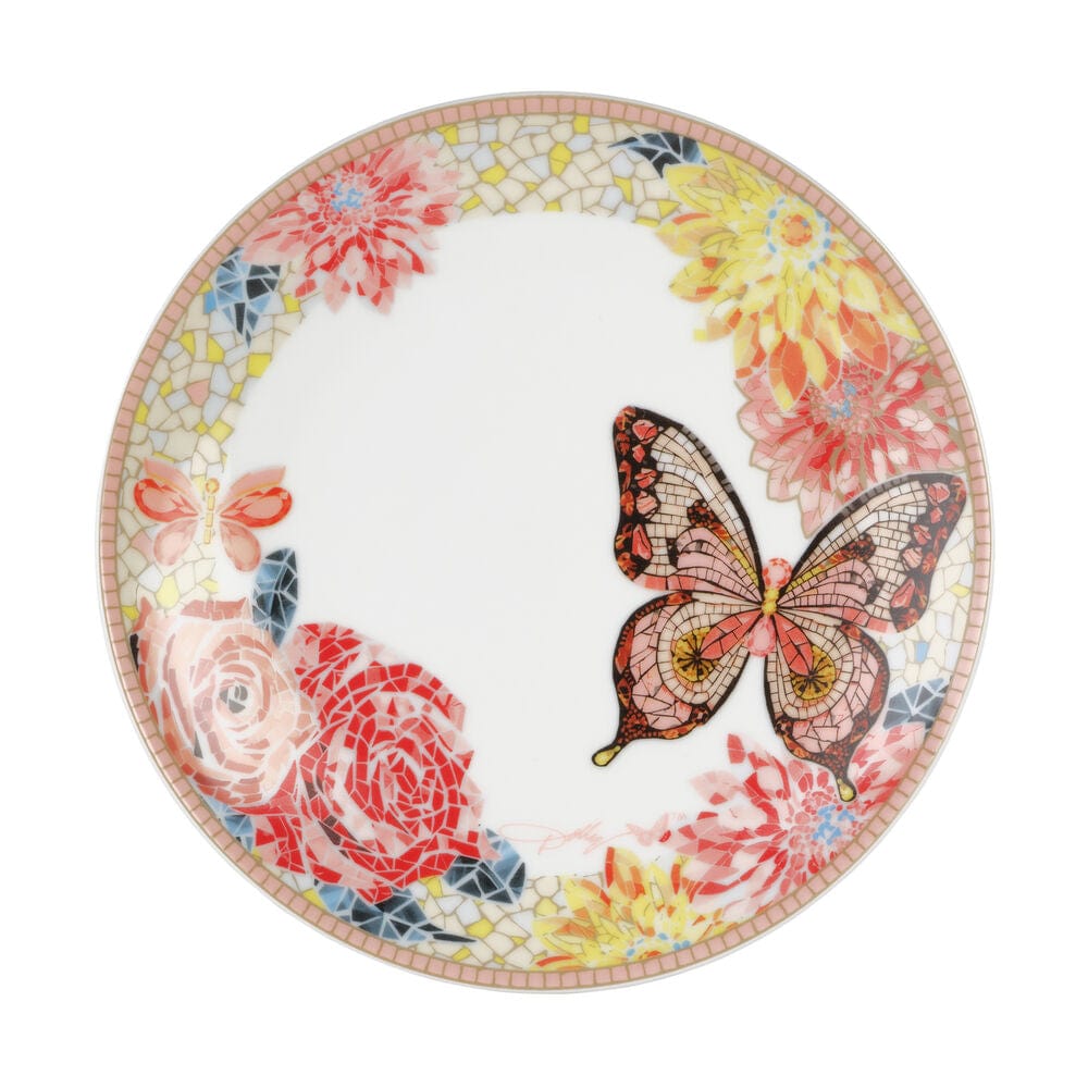 Dolly Parton Mosaic Peach Butterfly 12 Piece Dinnerware Set Service for 4