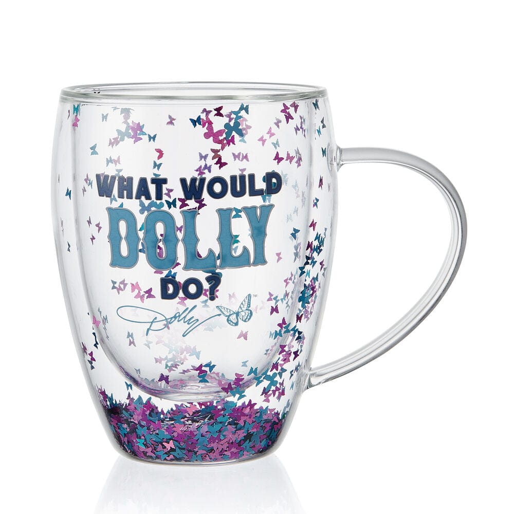 Dolly Parton Confetti Set of 2 Double Wall Glass Mugs