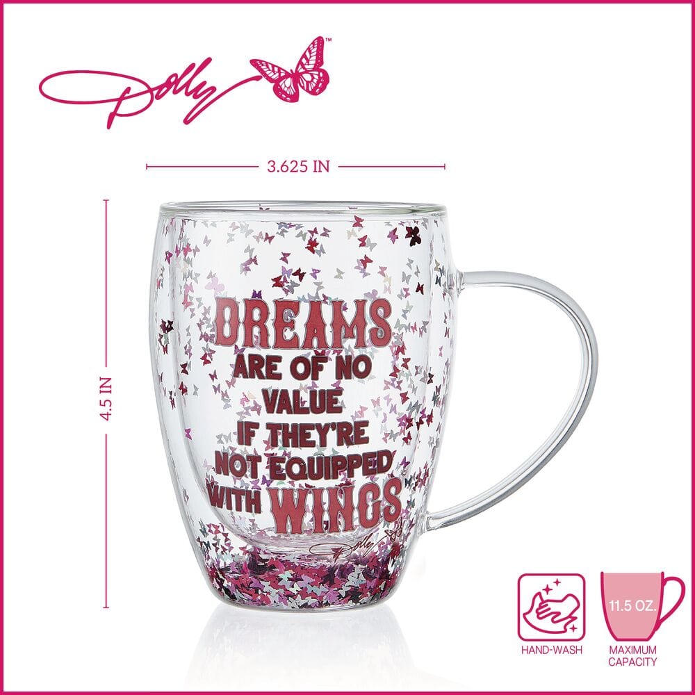 Dolly Parton Confetti Set of 2 Double Wall Glass Mugs