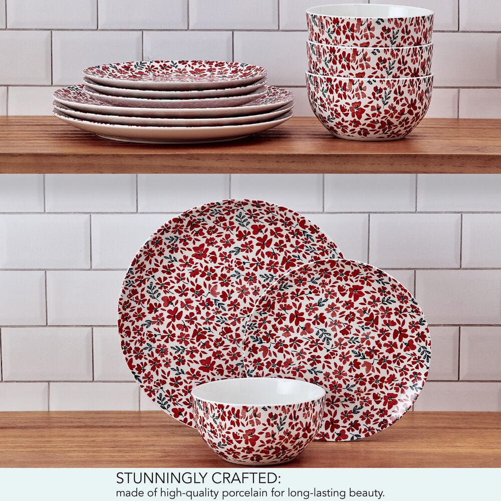 Radiant Blossom 12 Piece Dinnerware Set, Service for 4