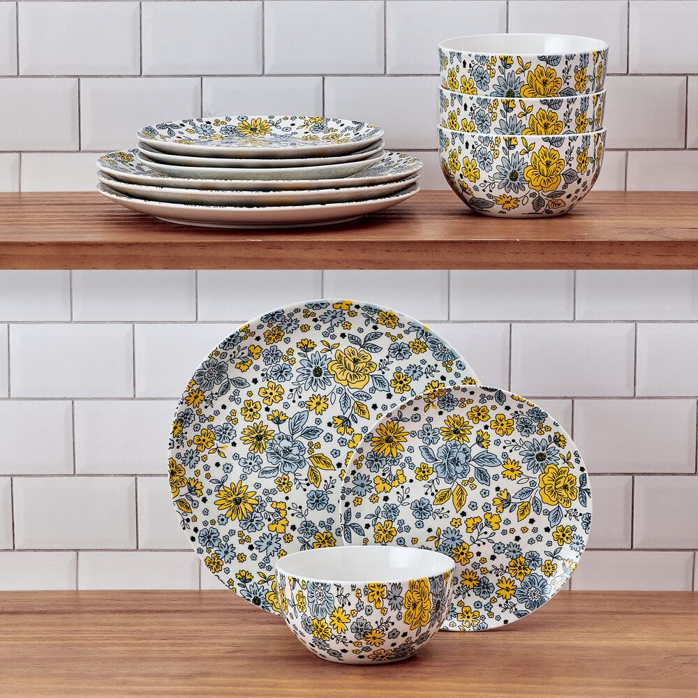 Vibrant Garden 12-Piece Dinnerware Set, Service for 4